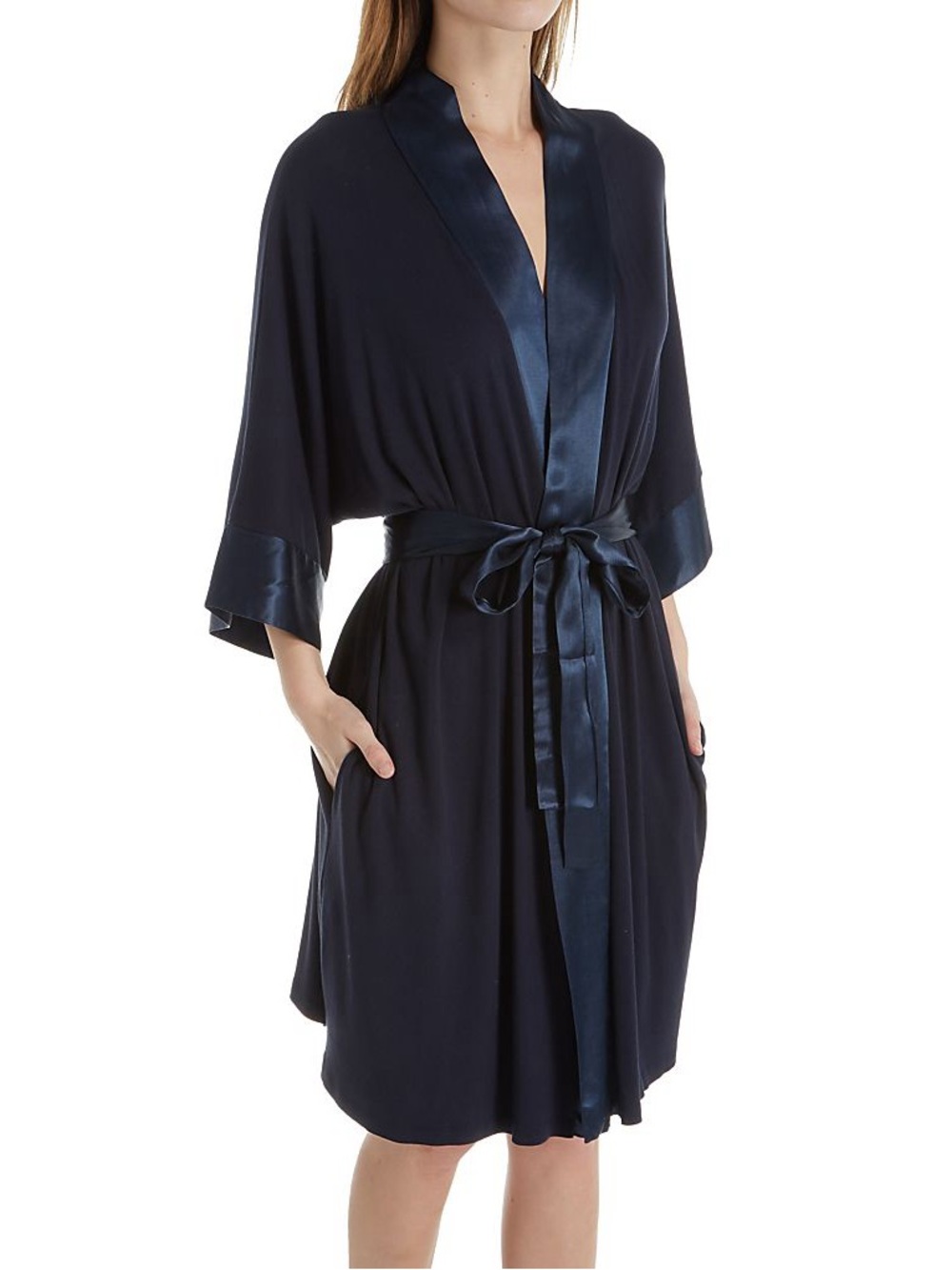 PJ Harlow + My Brands Knit Robe With Pockets And Satin Trim Size M/L